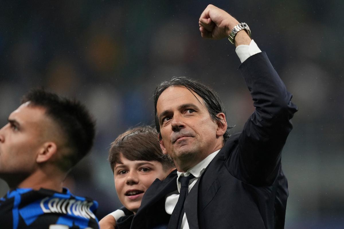 L'esultanza di Simone Inzaghi, tecnico dell'Inter