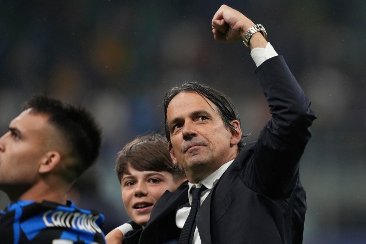 L'esultanza di Simone Inzaghi, tecnico dell'Inter