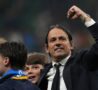 Simone Inzaghi esulta dopo la vittoria sul Barcellona