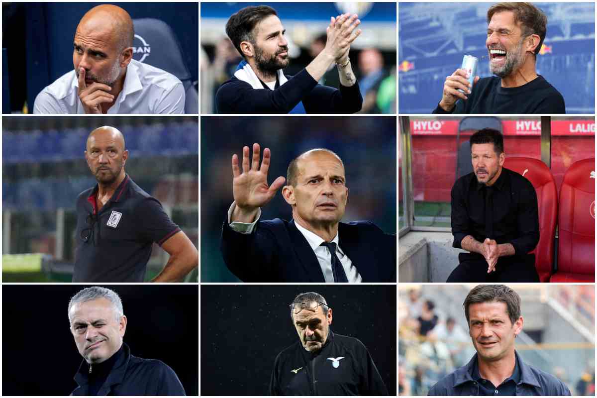 Guardiola, Fabregas, Klopp, Zenga, Allegri, Simeone, Mourinho, Sarri, Chivu