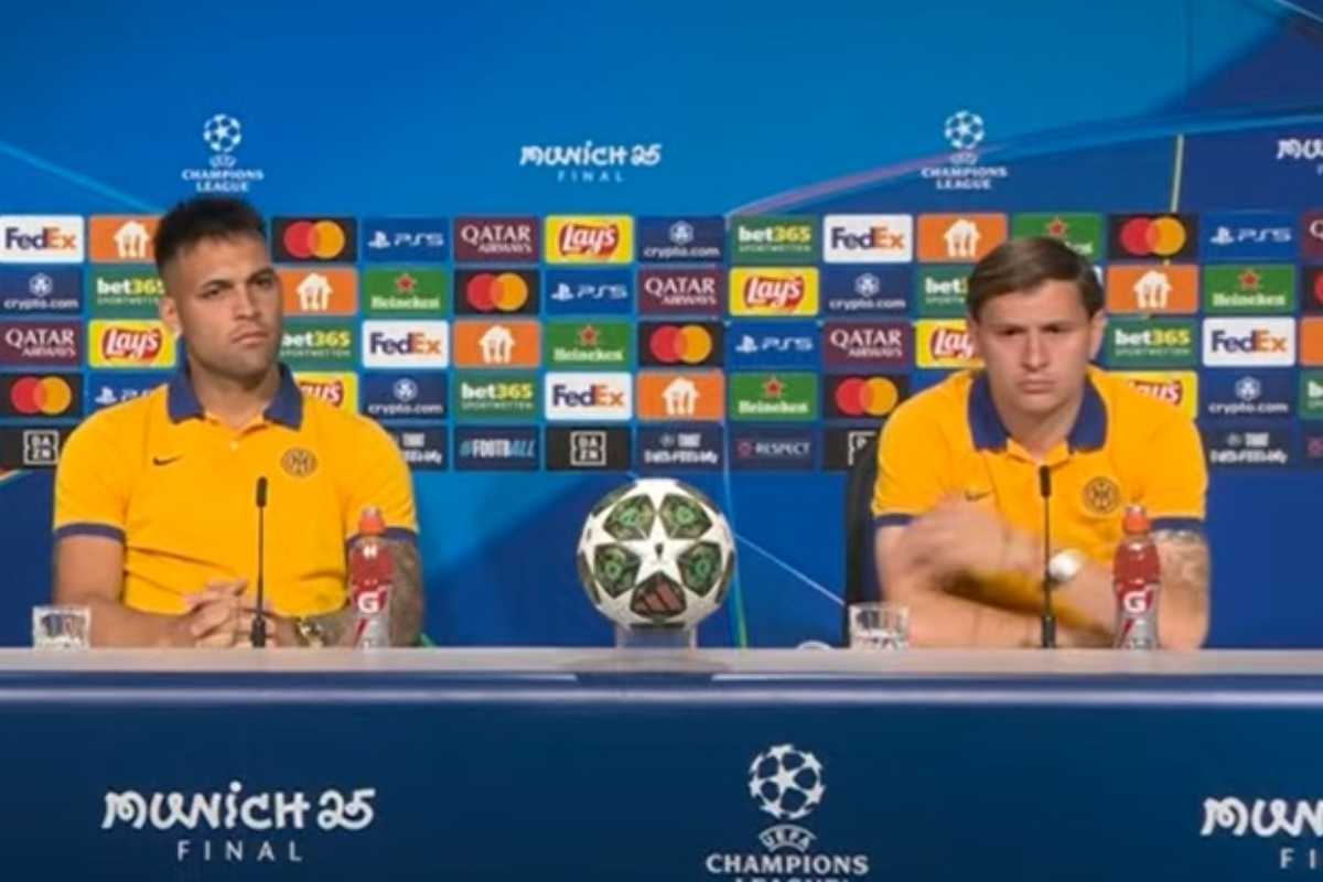 Barella e Lautaro in conferenza