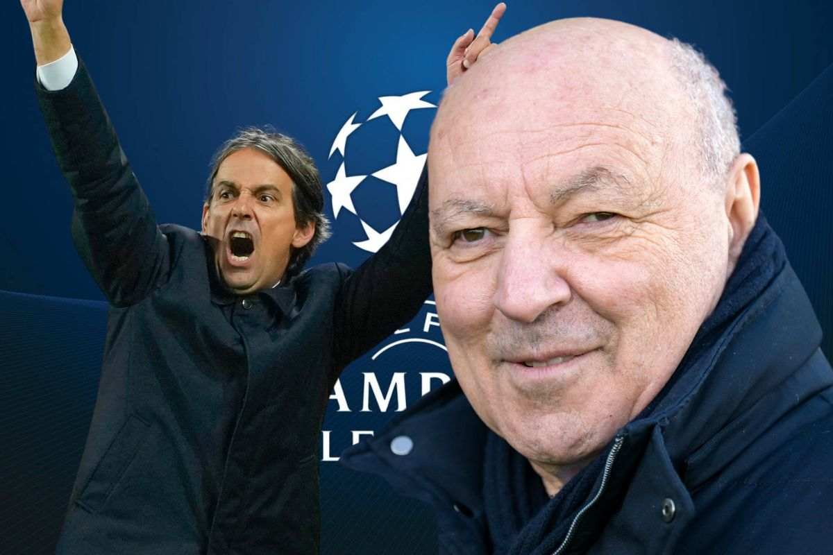 Marotta Inzaghi e logo Champions
