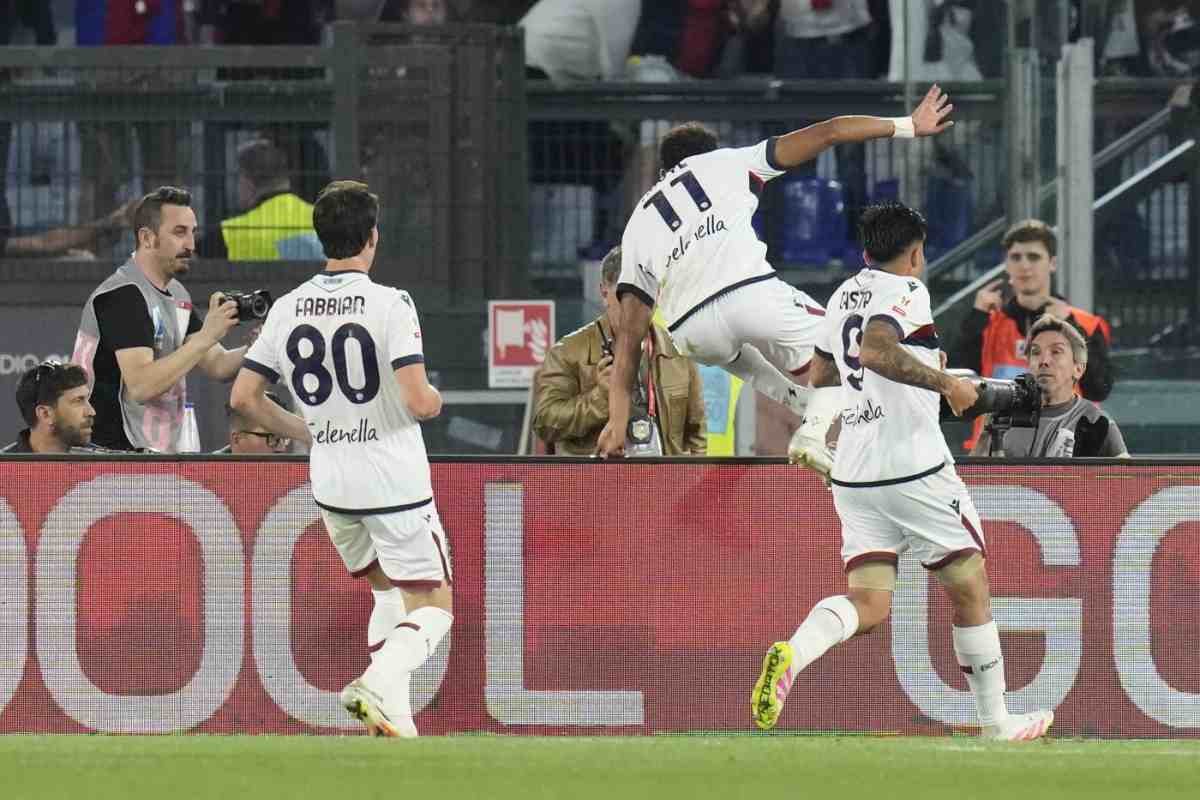 Ndoye esulta dopo il gol segnato in finale di Coppa Italia