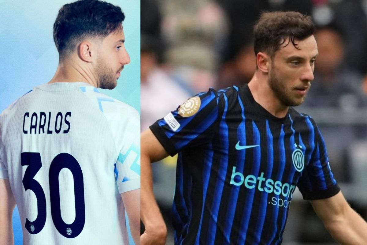 Carlos Augusto con le nuove maglie dell'Inter
