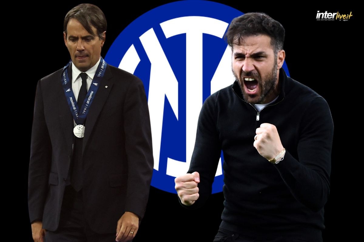 Inzaghi Fabregas e logo Inter