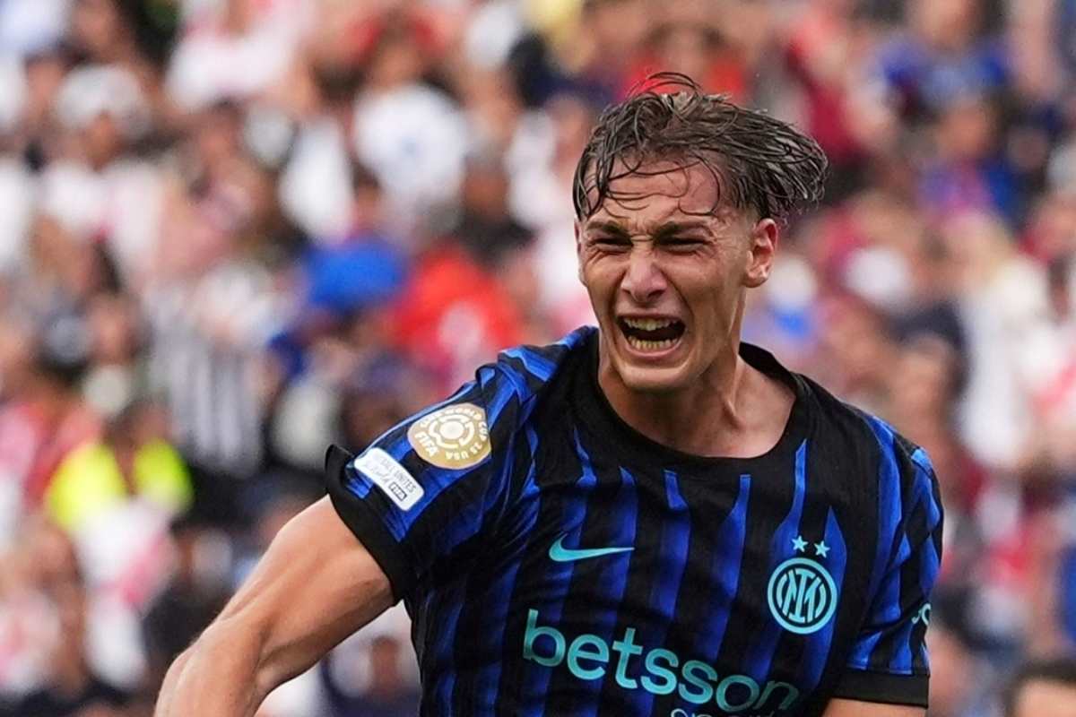 Pio Esposito esulta dopo il gol in Inter-River Plate