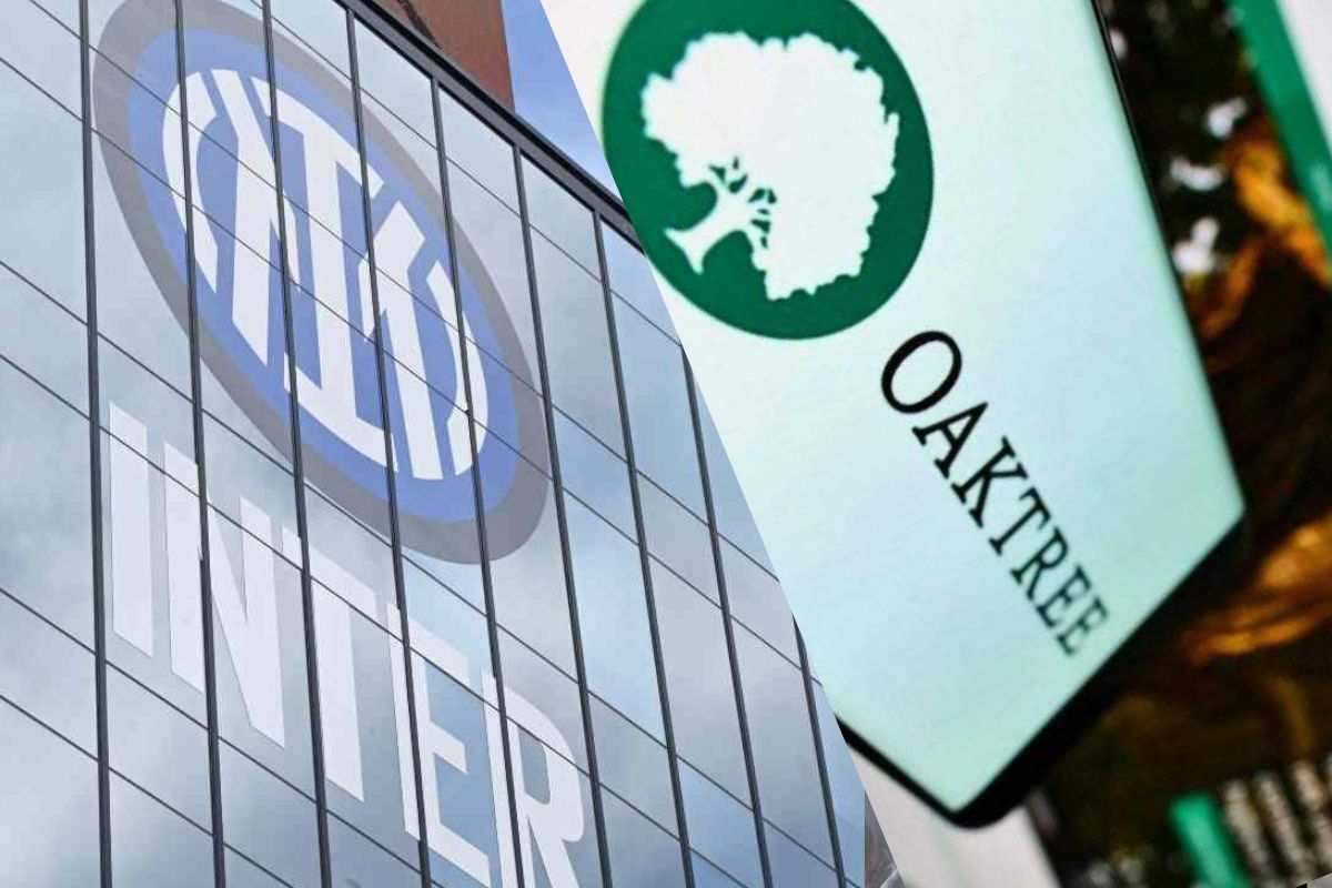Sede Inter e logo Oaktree