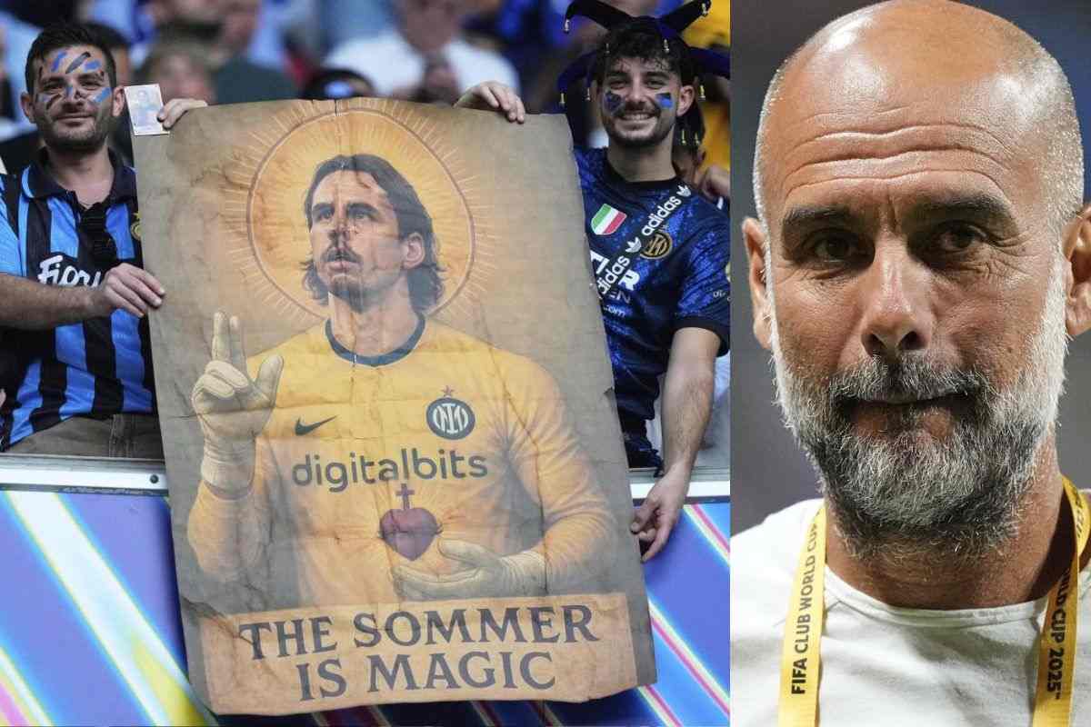 Striscione per Sommer e Pep Guardiola