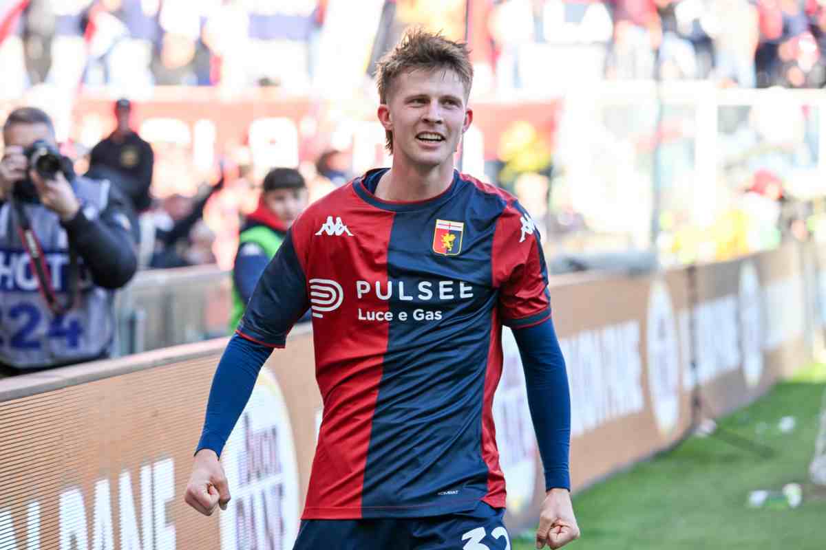 Frendrup festeggia dopo un gol col Genoa
