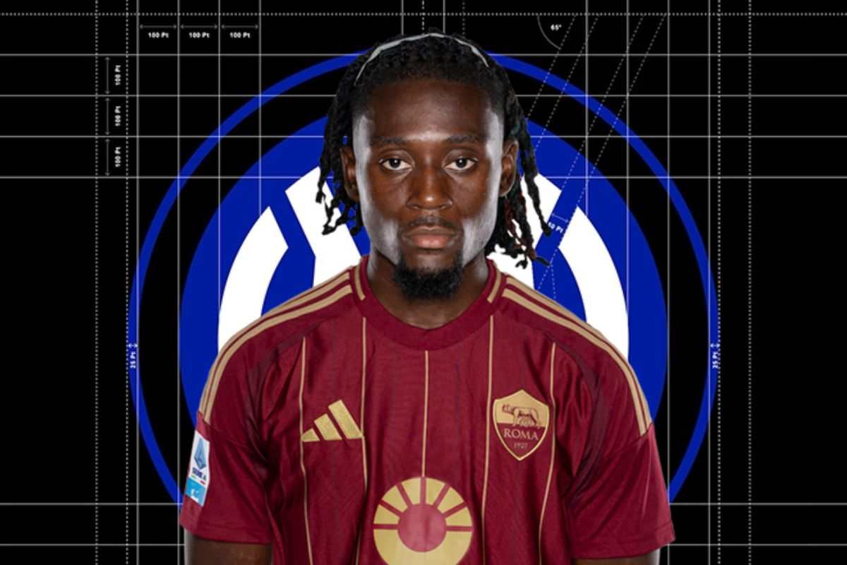 Grafica Kone con logo Inter sullo sfondo