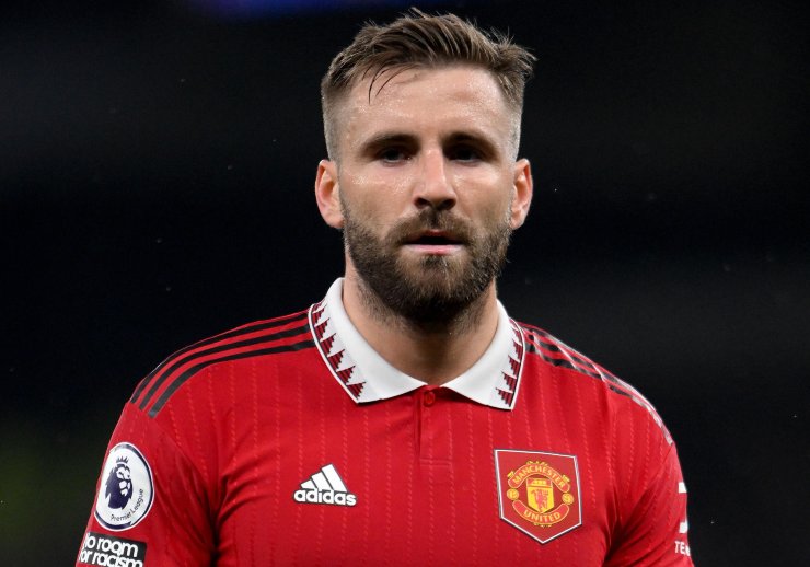 Luke Shaw durante una partita del Manchester United