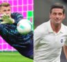 Martinez durante la rifinitura pre Inter-Sassuolo e Chivu durante il match