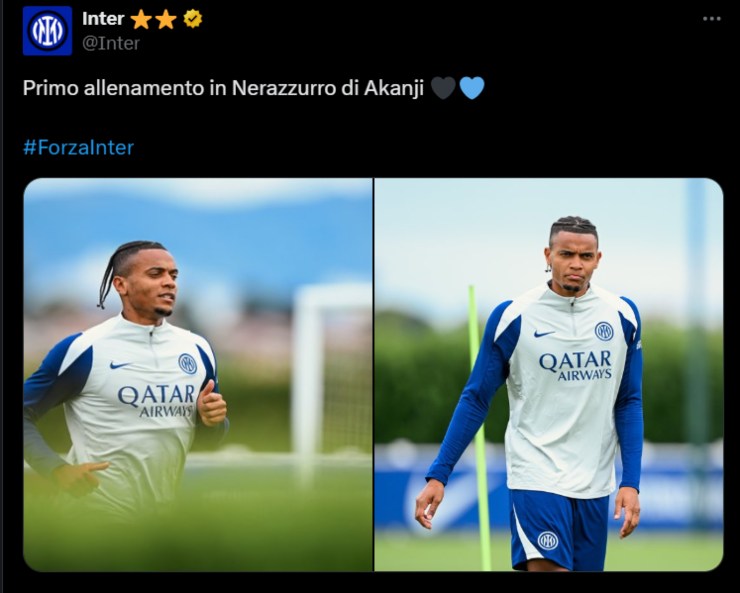 Primo allenamento di Akanji ad Appiano