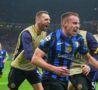 Frattesi esulta dopo il gol in Inter-Barcellona