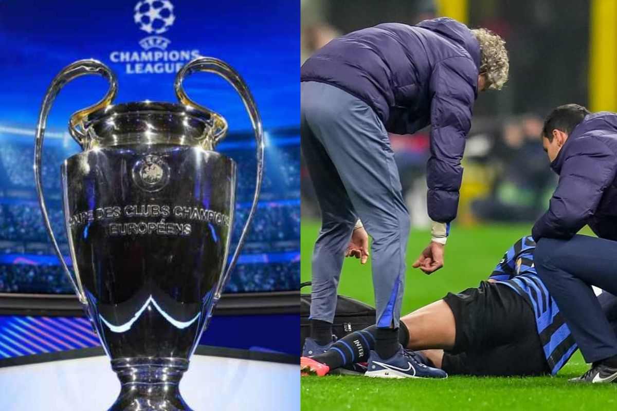 Champions e giocatore Inter a terra infortunato