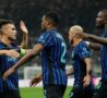 I giocatori dell'Inter esultano durante la gara con lo Slavia Praga