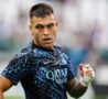 Lautaro nel riscaldamento pre Juve-Inter