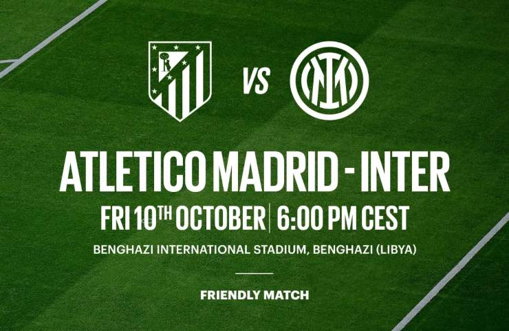 Grafica amichevole Atletico-Inter a Bengasi