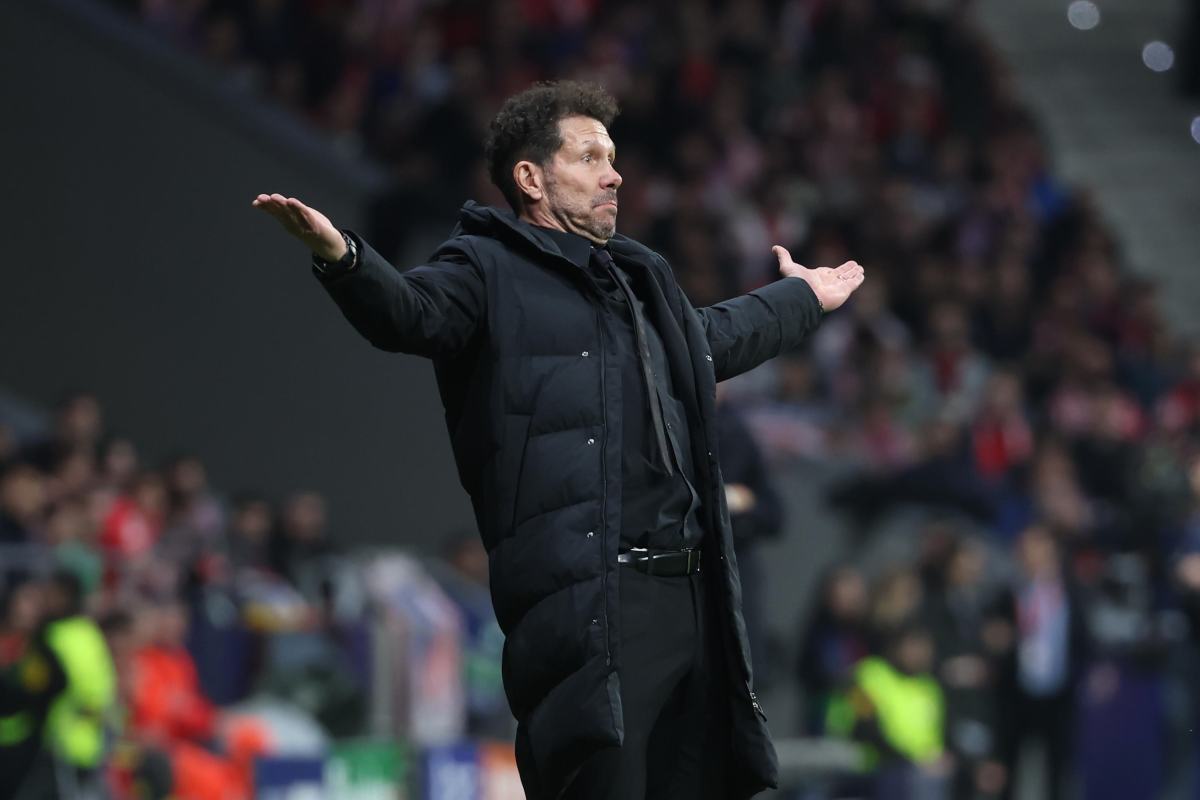Simeone durante Atletico-Inter di Champions