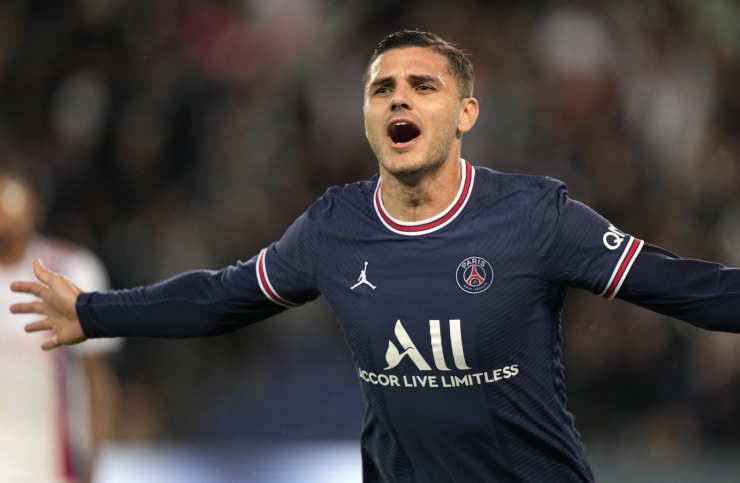 Icardi esulta dopo un gol col PSG