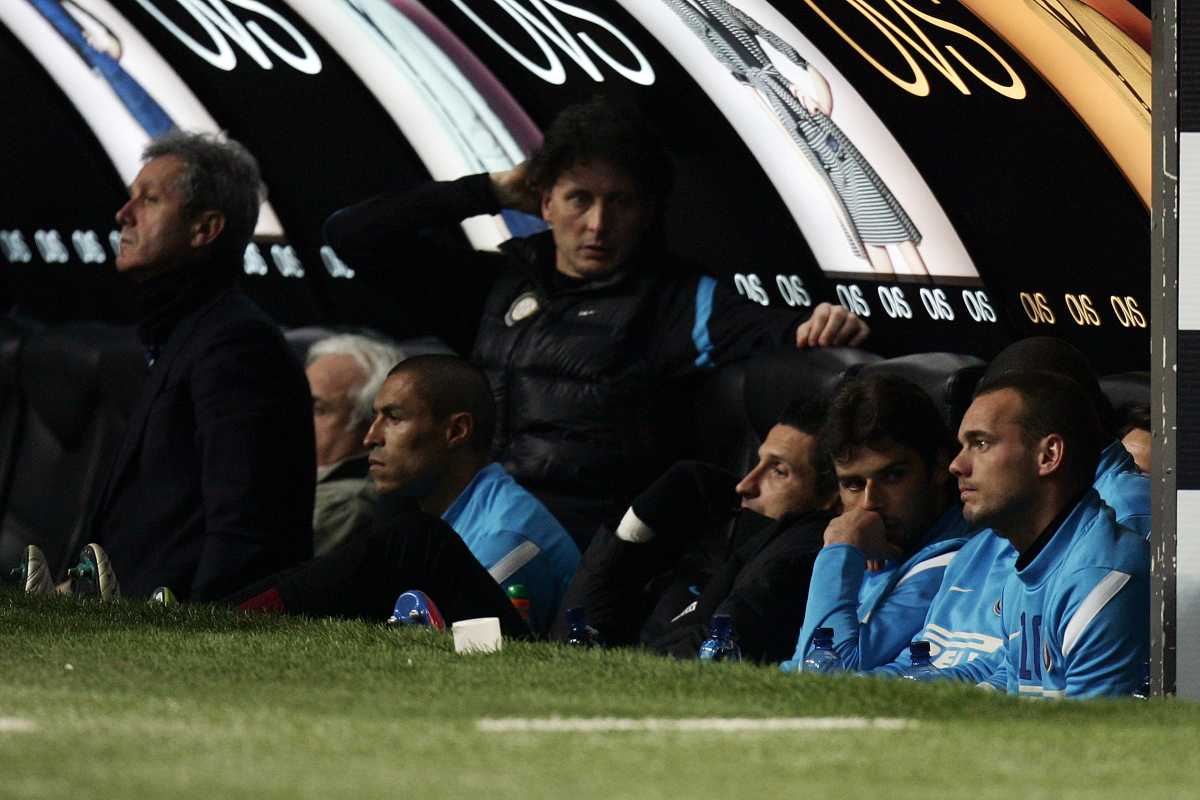 I giocatori dell'Inter in panchina