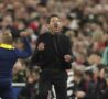 Simeone esulta dopo un gol dell'Atletico Madrid