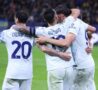 Lautaro, Calhanoglu e Pio Esposito esultano in Union SG-Inter