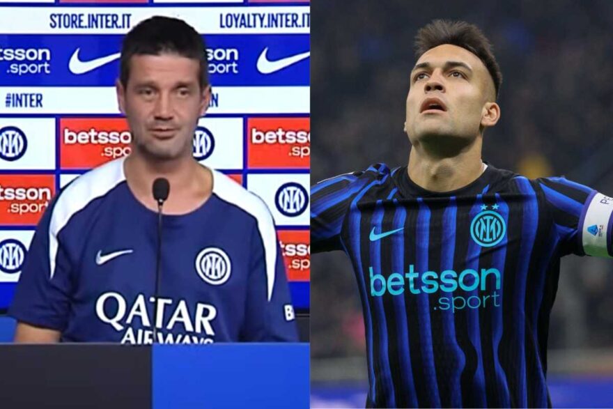 Chivu in conferenza prima del derby e Lautaro che esulta dopo un gol
