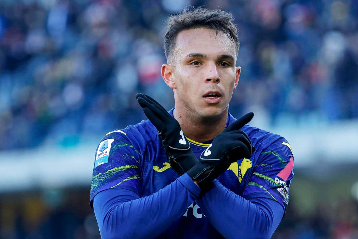 Giovane esulta dopo il gol in Verona-Inter