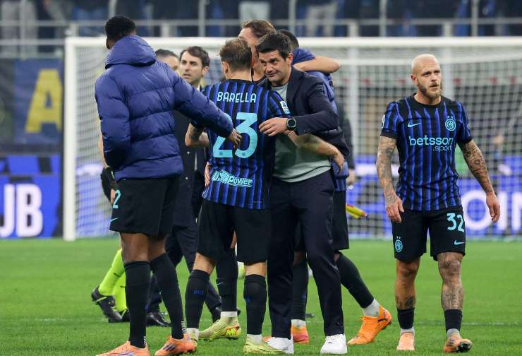 Chivu coi suoi giocatori al termine di Inter-Lazio