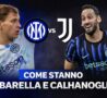 Barella e Calhanoglu grafica per Inter-Juve