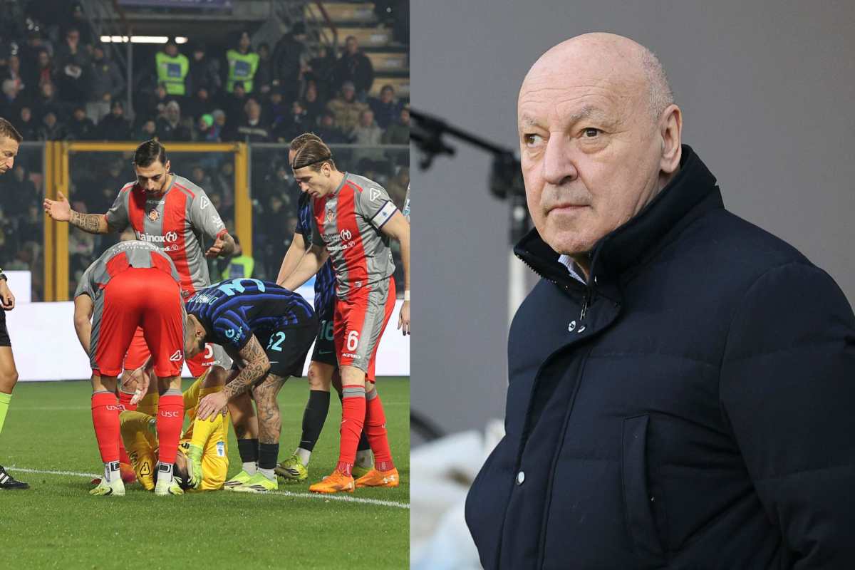 Audero colpito da un petardo in Cremonese-Inter: Marotta in tribuna