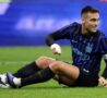 Lautaro a terra durante una partita dell'Inter